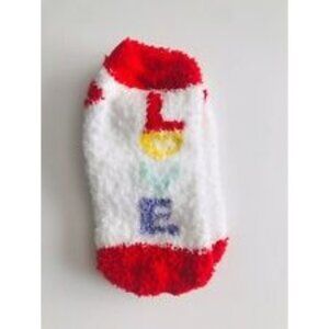Toddlers Fuzzy Alphabet Letter Socks Cozy & Warm Red/White